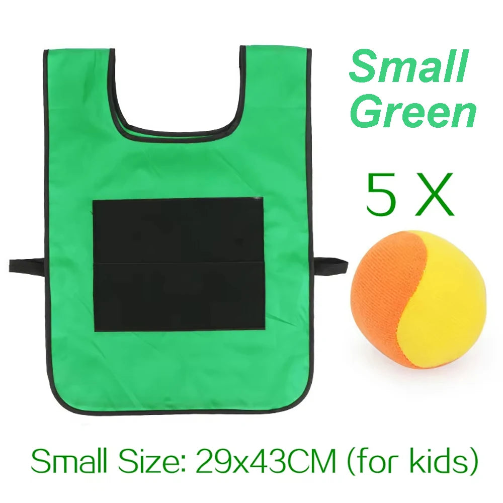 Sticky Dodge Ball Game Vest Outdoor Sports Toy Jersey Fabric Props Throw Catch Soft Fleece Balls Safe for Kids Teens Adults Quick Pick Grocers